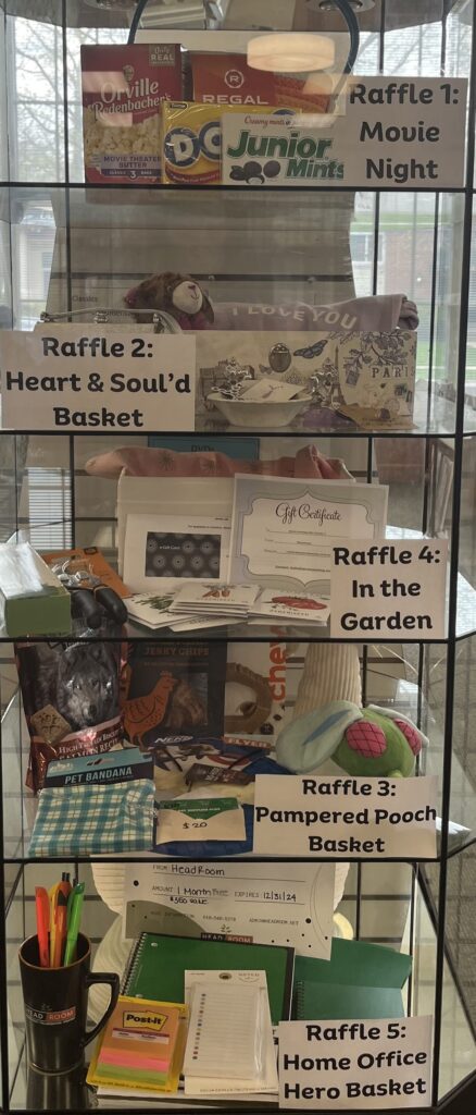 Photo of raffles on display.